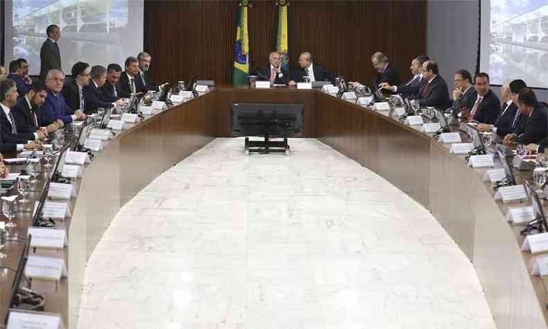 Temer coordena, l, nesta quarta-feira (19), a ltima reunio ministerial(foto: Antoinio Cruz/Agncia Brasil)