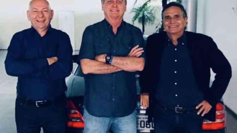 Luciano Hang, Jair Bolsonaro e Nelson Piquet lado a lado
