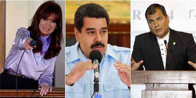 Cristina Kirchner (Argentina), Nicols Maduro (Venezuela) e Rafael Correa (Equador) saudaram vitria de Dilma Rousseff eleies(foto: AFP PHOTO)