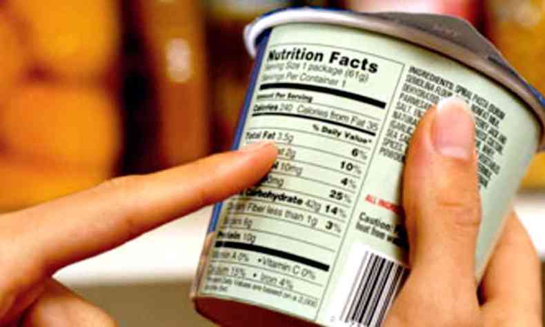  Embalagem de alimento com informações nutricionais