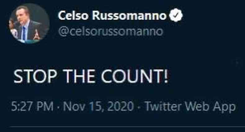 Em 4 lugar na contagem de votos, Celso Russomanno virou meme nas redes sociais neste domingo de eleio(foto: Twitter/Reproduo)