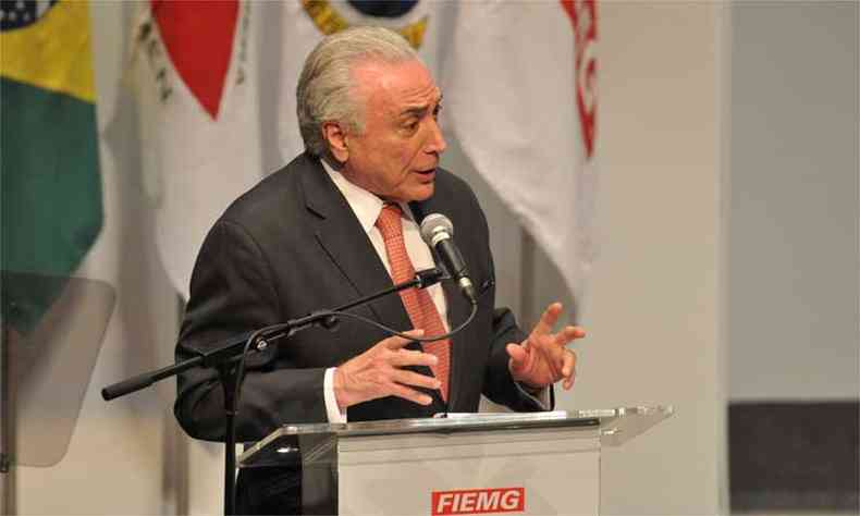 Temer durante discurso, na noite dessa quinta-feira (24), na Sala Minas Gerais(foto: Marcos Vieira/EM/D.A Press)