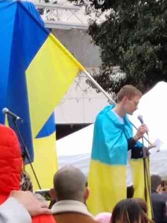 O ato foi organizado por grupos de ucranianos residentes na capital catal