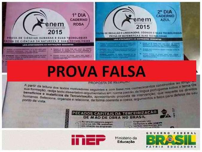 Inep diz que são falsas fotos que circulam na internet de supostas provas do Enem (foto: Twitter do Inep) Inep diz que são falsas fotos que circulam na internet de supostas provas do Enem (foto: Twitter do Inep)