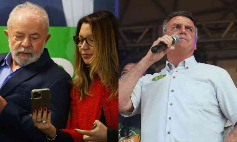 Montagem: Lula e Janja x Jair Bolsonaro