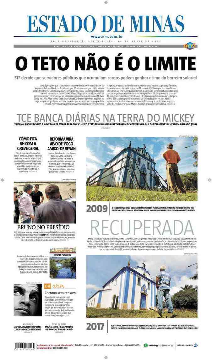 Confira a Capa do Jornal Estado de Minas do dia 28/04/2017