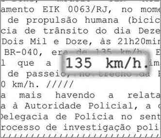 Estado de Minas teve acesso ao laudo que mostra excesso de velocidade. Clique para ampliar(foto: Reproduo/Polcia Civil do Rio de Janeiro)