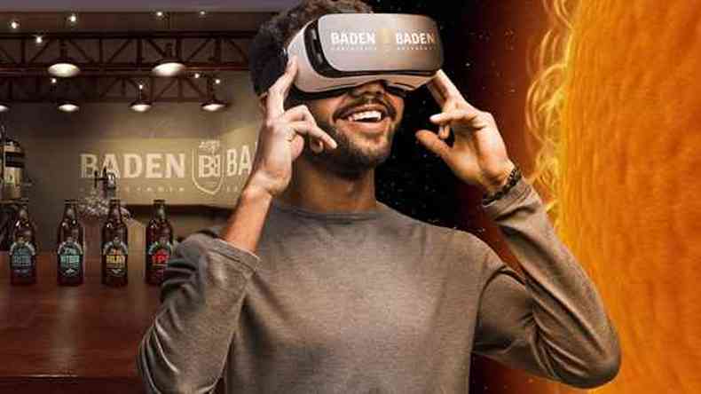 Com o culos de realidade virtual, o consumidor consegue ter uma experincia visual mais intensa enquanto degusta a cerveja(foto: Divulgao)