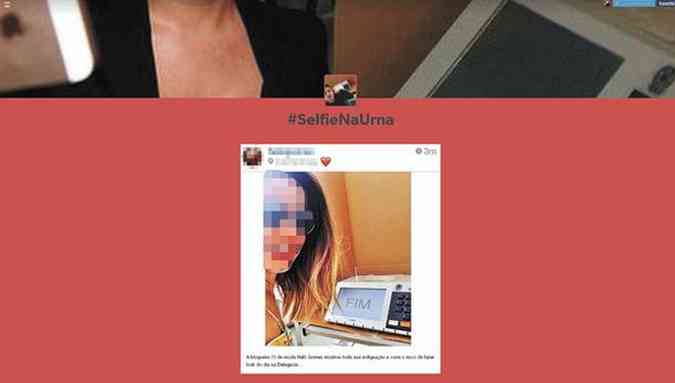 Apesar da orientao do TSE sobre a proibio, vrios internautas postaram selfies no site durante a votao de ontem(foto: Reproduo/Internet)