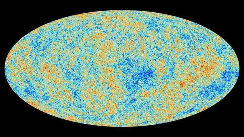 Pequenos distrbios nos primrdios do universo podem ser vistos em flutuaes na radiao csmica de fundo em micro-ondas(foto: NASA/JPL/ESA-PLANCK)