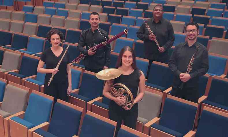 Integrantes do Quinteto de Sopros da Filarmnica de MG