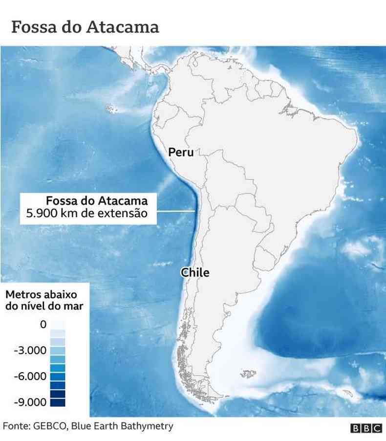 Infogrfico mostra regio da Fossa do Atacama