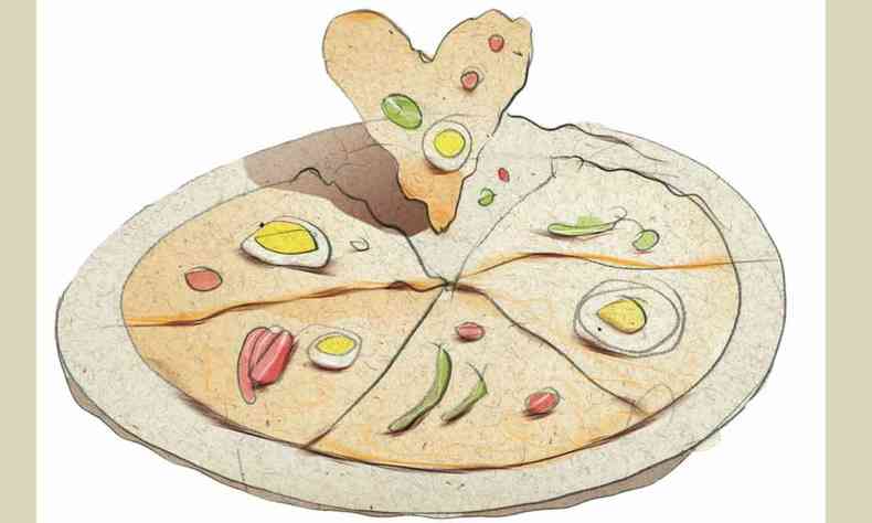Ilustrao de uma pizza com corao