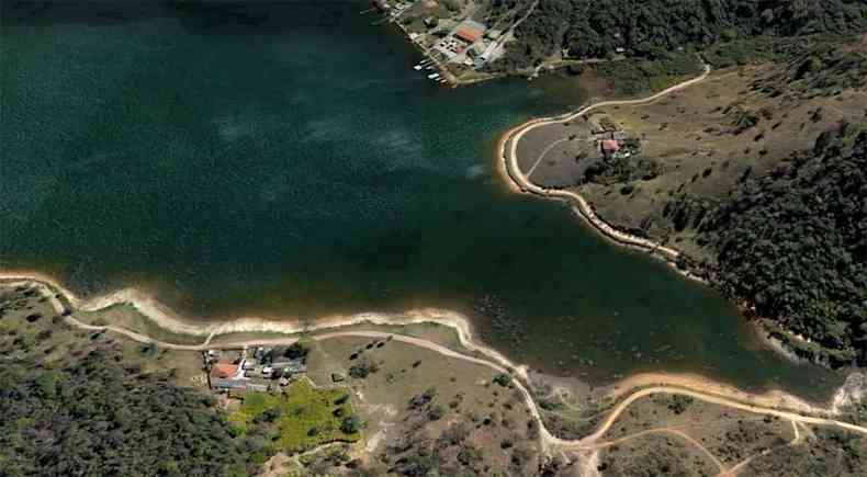 Imagem de satélite da Vargem das Flores em Betim lago onde rapaz de 21 anos se afogou