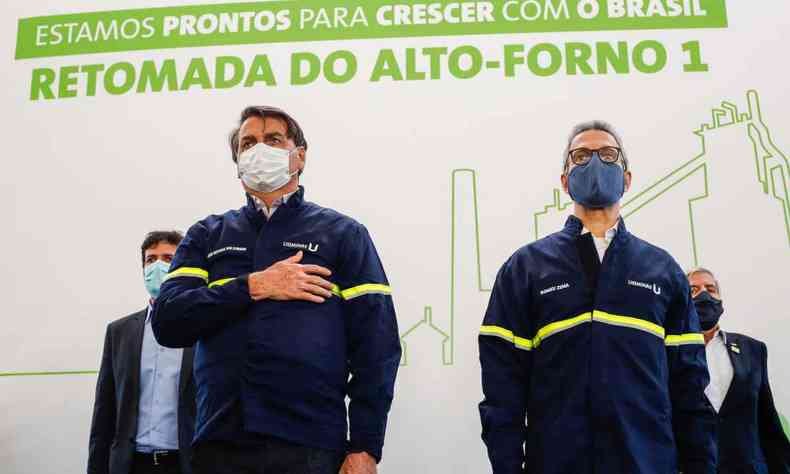 Bolsonaro e Zema estiveram juntos no ms passado, em Ipatinga, no Vale do Ao.(foto: Pedro Gontijo)