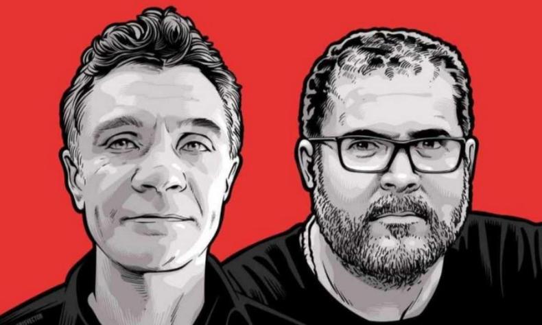 Arte com os rostos de Dom Phillips e Bruno Pereira