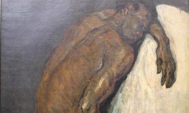 Detalhe do quadro 'Cipião', em que Paul Cézanne denunciou atrocidades infligidas a Gordon 'Whipped Peter'(foto: Reprodução) Quadro de Cézanne mostra homem negro, de costas com semblante sofrido e as costas marcadas por chicotadas