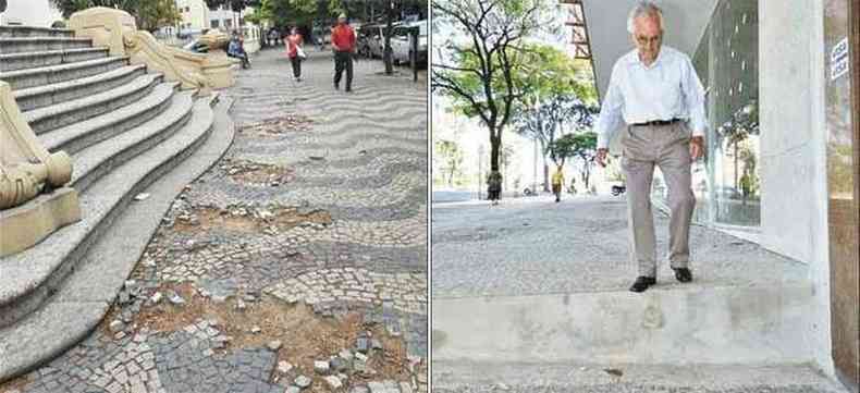 Buracos em passeios e degraus em calçadas são ameaça permanente(foto: Marcos Michelin/EM/D.A Press (Arquivo))