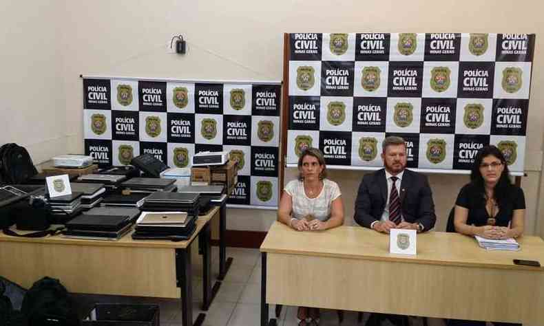 Delegados apresentaram resultado da investigao que ainda vai continuar em busca de possveis outros crimes da quadrilha(foto: Edsio Ferreira/EM/D.A PRESS)
