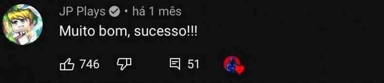 O youtuber JP Plays, famoso na rea de jogos e detentor de mais de 10 milhes de inscritos no canal, desejou sucesso ao garoto(foto: Youtube/Reproduo)