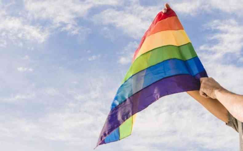 Bandeira LGBTQIA com o cu de fundo