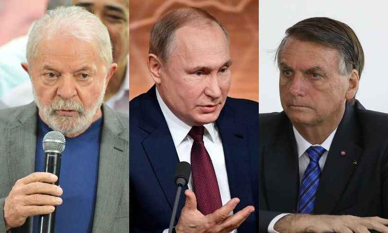 Montagem: Lula x Putin x Bolsonaro