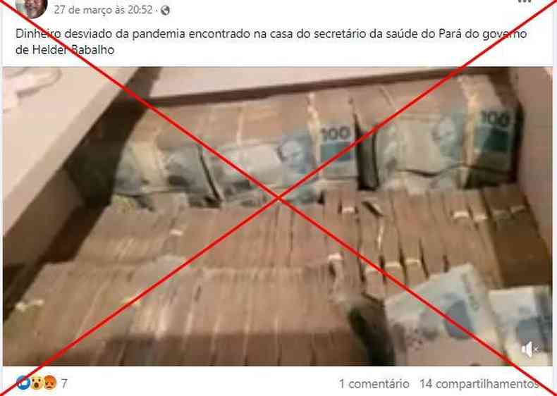 Captura de tela feita em 31 de maro de 2023 de uma publicao no Facebook 