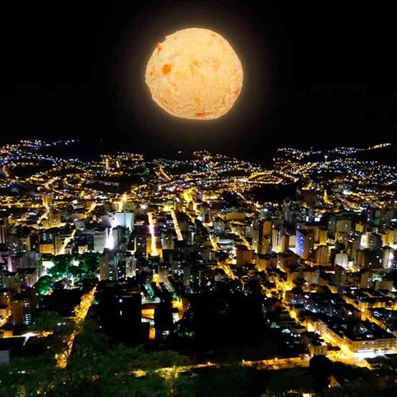 Internautas brincam com as similaridades entre a lua e o po de queijo(foto: Reproduo Redes Sociais)