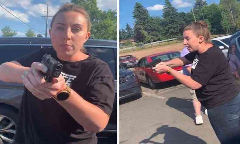 Mulher sacou arma e ameaou famlia negra para sair do estacionamento de lanchonete nos EUA(foto: Reproduo/Facebook)