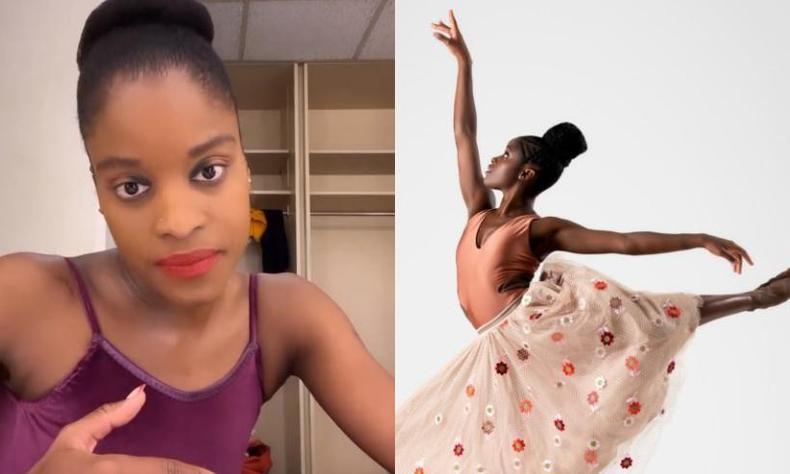Ingrid Silva relata ter sido vítima de racismo em Filadélfia, cidade dos EUA(foto: Redes Sociais/Divulgação/Reprodução) Montagem com duas imagens de Ingrid, uma mulher preta que usa seus cabelos presos em um coque. Na primeira imagem, um frame de um vídeo gravado pelo celular, ela olha séria para a câmera enquanto usa uma regata na cor vinho e um batom vermelho vibrante. Na segunda foto, ela posa em um movimento de dança, com seus braços alinhados em 90° e uma das pernas no ar. Ela usa um vestido rosa com tule florido.