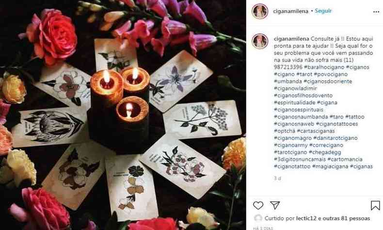 Na pgina no Instagram, a Cigana Milena tem mais de 350 mil seguidores(foto: Reproduo/Instagram)