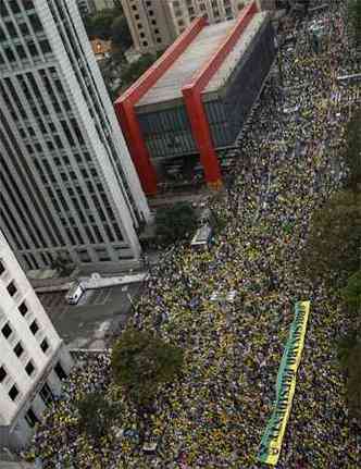 Protesto pr-Bolsonaro na Avenida Paulista neste domingo(foto: AFP PHOTO / Miguel SCHINCARIOL)