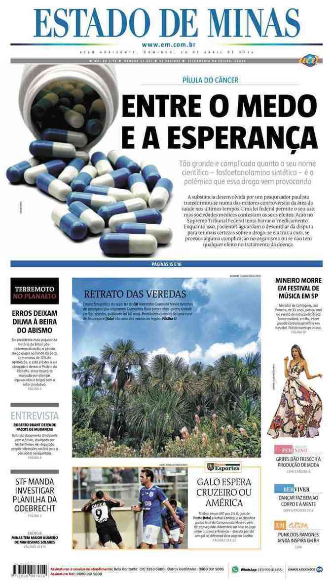 Confira a Capa do Jornal Estado de Minas do dia 24/04/2016