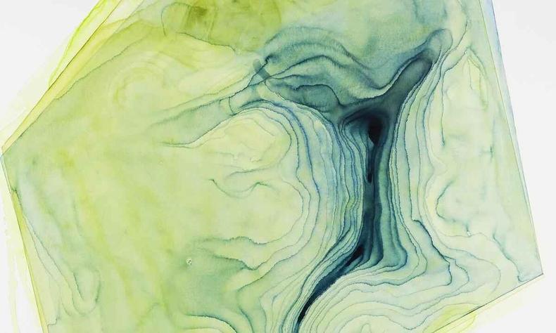 Aquarela de Jos Alberto Nemer em tons de verde e amarelo