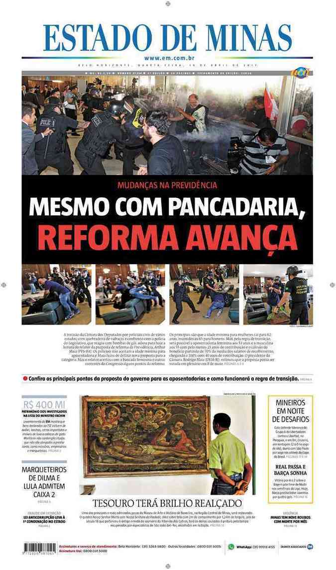 Confira a Capa do Jornal Estado de Minas do dia 19/04/2017