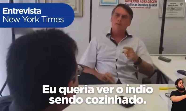 Imagem mostra presidente Bolsonaro durante a entrevista