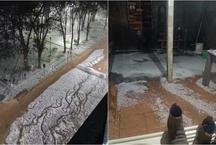 Chuva de granizo cobre ruas com at� 30 cm de gelo e mobiliza equipes da Defesa Civil em cidade mineira