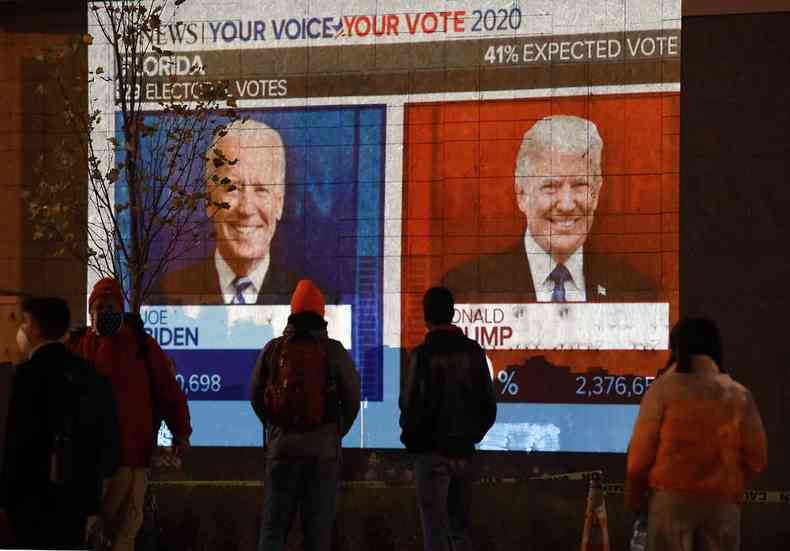 Populao norte-americana aguarda resultado das eleies entre Joe Biden e Donald Trump(foto: Olivier Douliery / AFP)