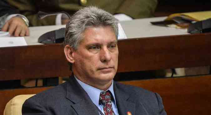 Miguel Daz-Canel discursou em ato realizado em Santiago de Cuba(foto: ADALBERTO ROQUE / AFP)