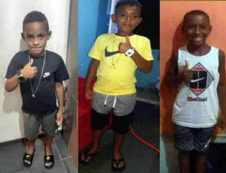 Lucas Matheus, 8 anos, o primo dele, Alexandre, 10, e o amigo Fernando Henrique, 11, saram de casa, em 27 de dezembro de 2020, em Belford Roxo, para jogar bola e no voltaram mais(foto: Reproduo/TV Globo)