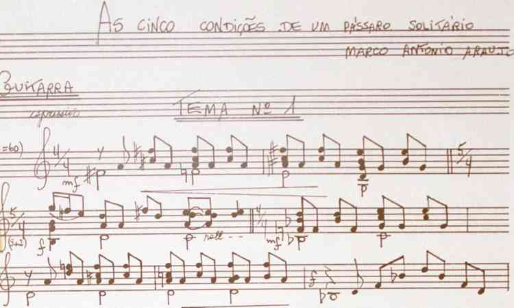 Detalhe de partitura deixada por Marco Antnio Arajo
