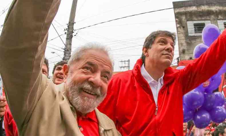 Lula e Haddad em carreata realizada em 2016 na poca da campanha pela prefeitura de So Paulo(foto: Ricardo Stuckert/Divulgao)