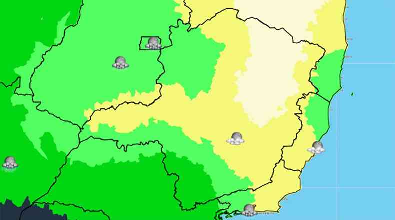 Mapa de previso meteorolgica de Minas Gerais