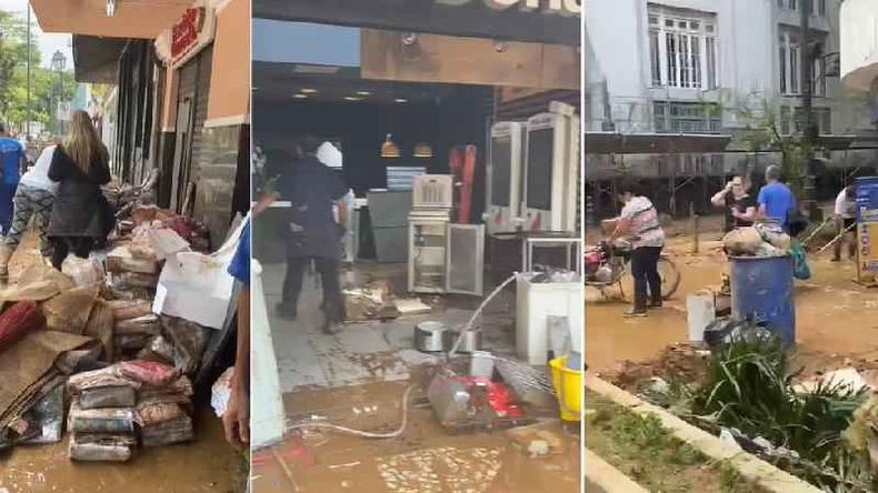 Imagens da cidade com entulhos e lama aps o temporal