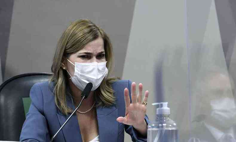 Mais cedo, Mayra Pinheiro no quis se posicionar quando foi questionada sobre o comportamento do presidente Jair Bolsonaro na pandemia(foto: Edilson Rodrigues/Agncia Senado)