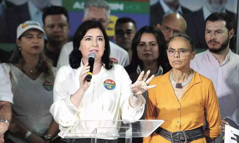 Tebet discursa ao lado de Marina