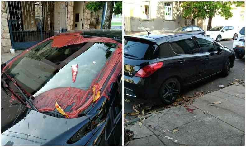 Carro do policial estava estacionado na rua Senador Feliciano Pena, no bairro Mariano Procpio, quando foi alvo de vandalismo