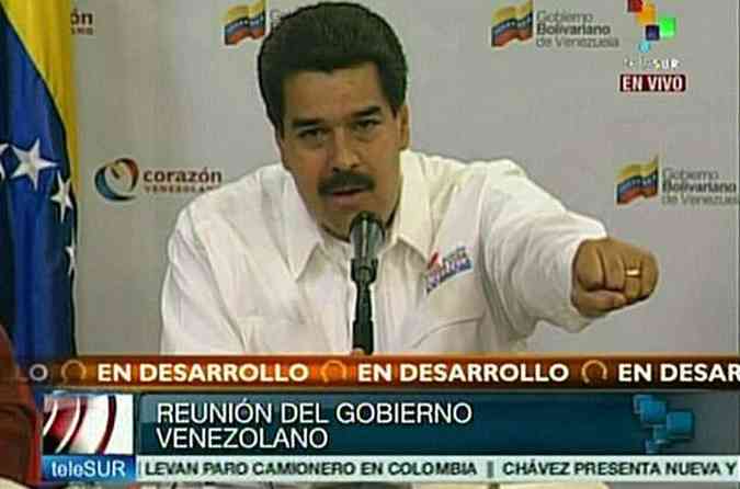 Maduro deu declaraes em pronunciamento na televiso(foto: HO / TELESUR / AFP)