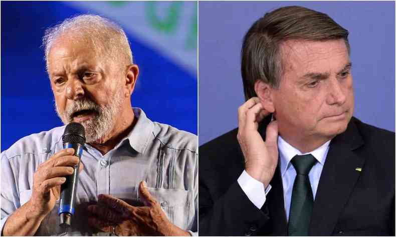 Montagem com Lula a esquerda e Jair bolsonaro a direita