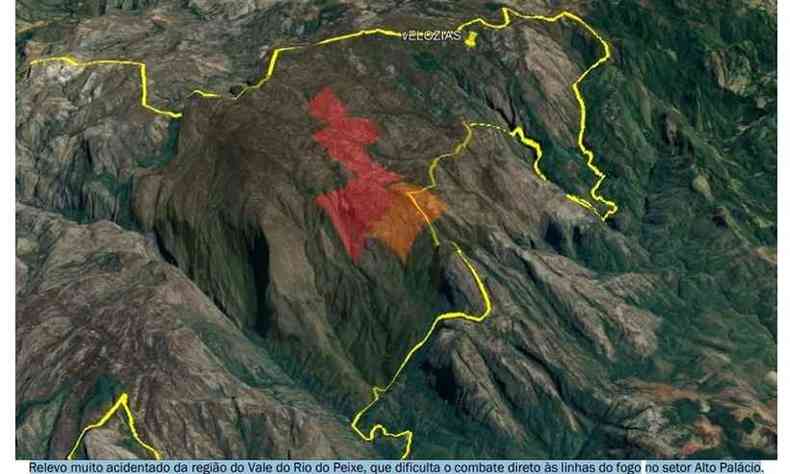 Imagem mais recente de satlite mostra que a maior linha de fogo hoje  no setor Alto Palcios